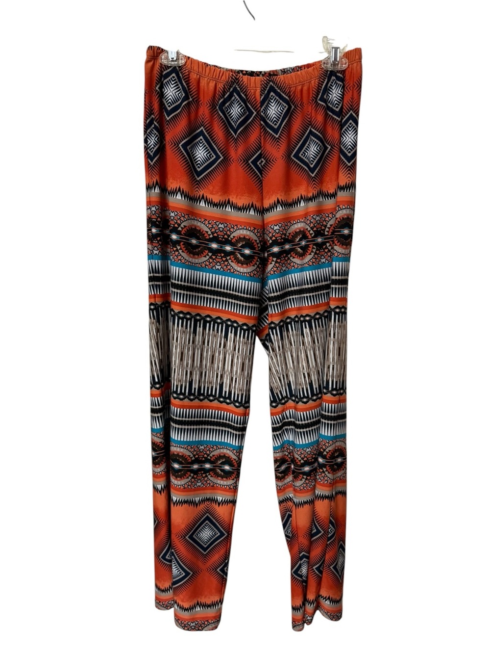Orange Aztec Print Stretch Pants Large